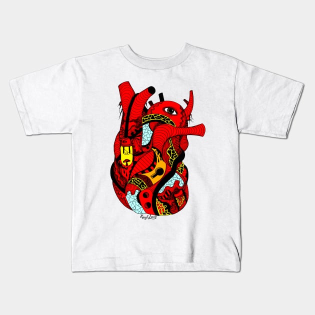 Red Light Heart Kids T-Shirt by kenallouis